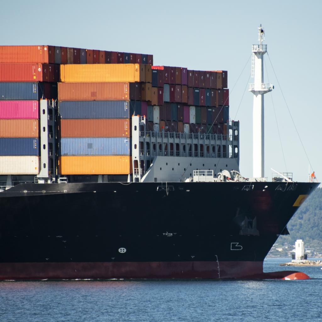 Ship carrying containers