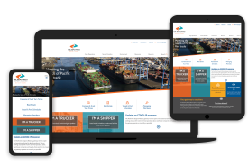 Website design on three different devices.