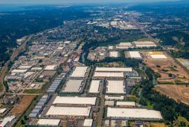 an aerial view of warehouses in the puget sound